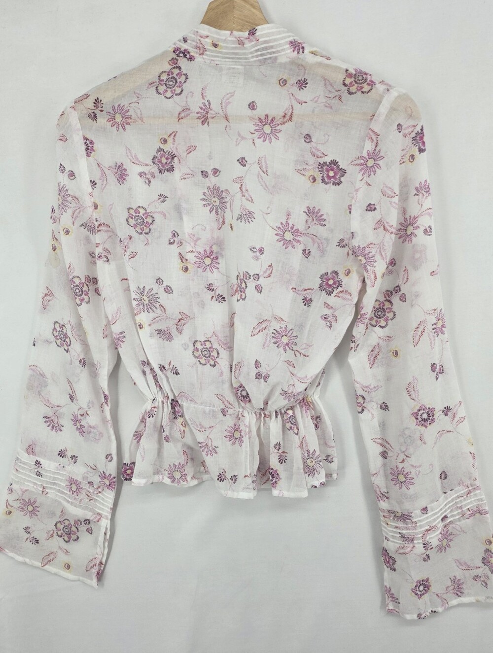 Vintage Onion Romantic Bohemian Sheer Floral Bell Sleeve Fairycore Y2K Blouse S - Picture 11 of 16